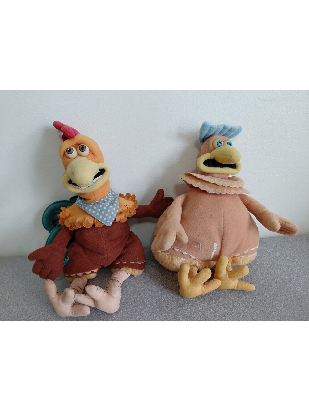 Vtg Chicken Run Plush Toy Rocky Rooster & Babs  10” Playmates Dreamworks
